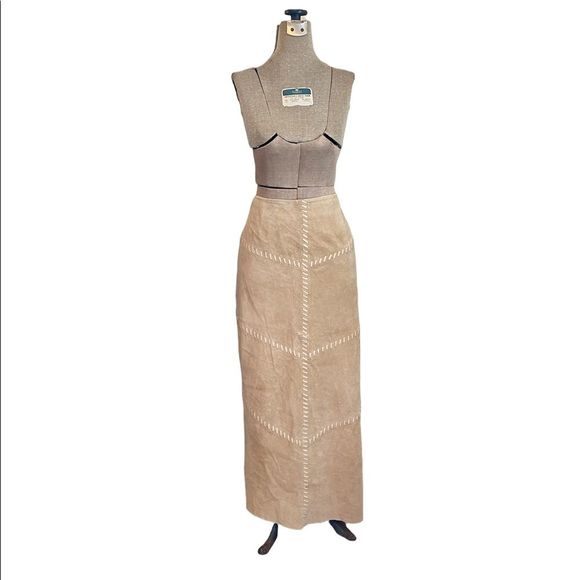 bagatelle Dresses & Skirts - Vintage Beige Leather Skirt Western 12 L